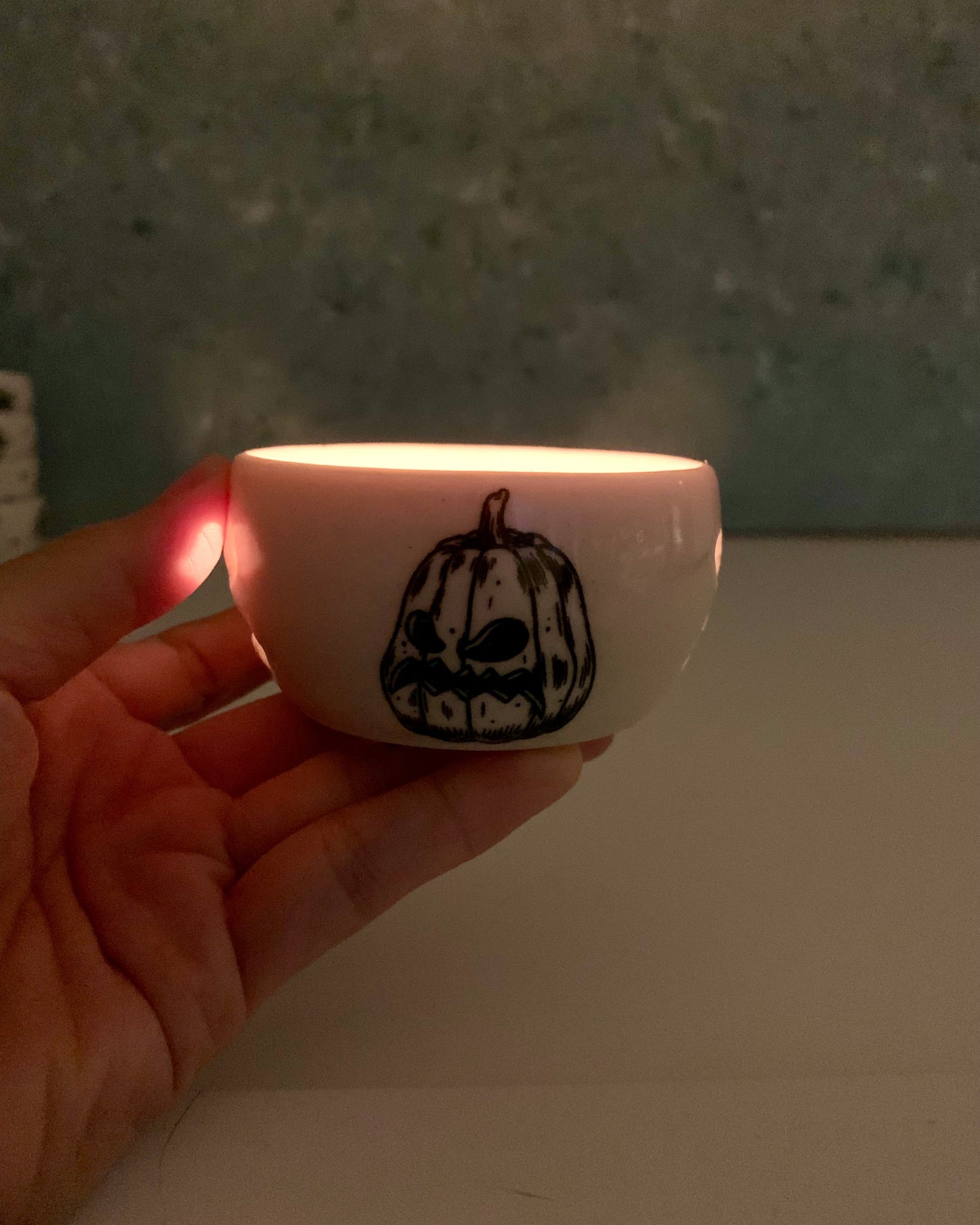 Handmade Halloween Jack O Lanterns Tealight Candle Holders