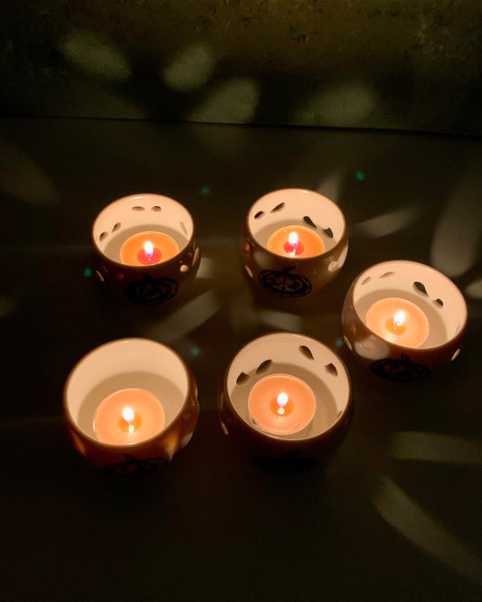 Handmade Halloween Pumpkin Tealight Candle Holders