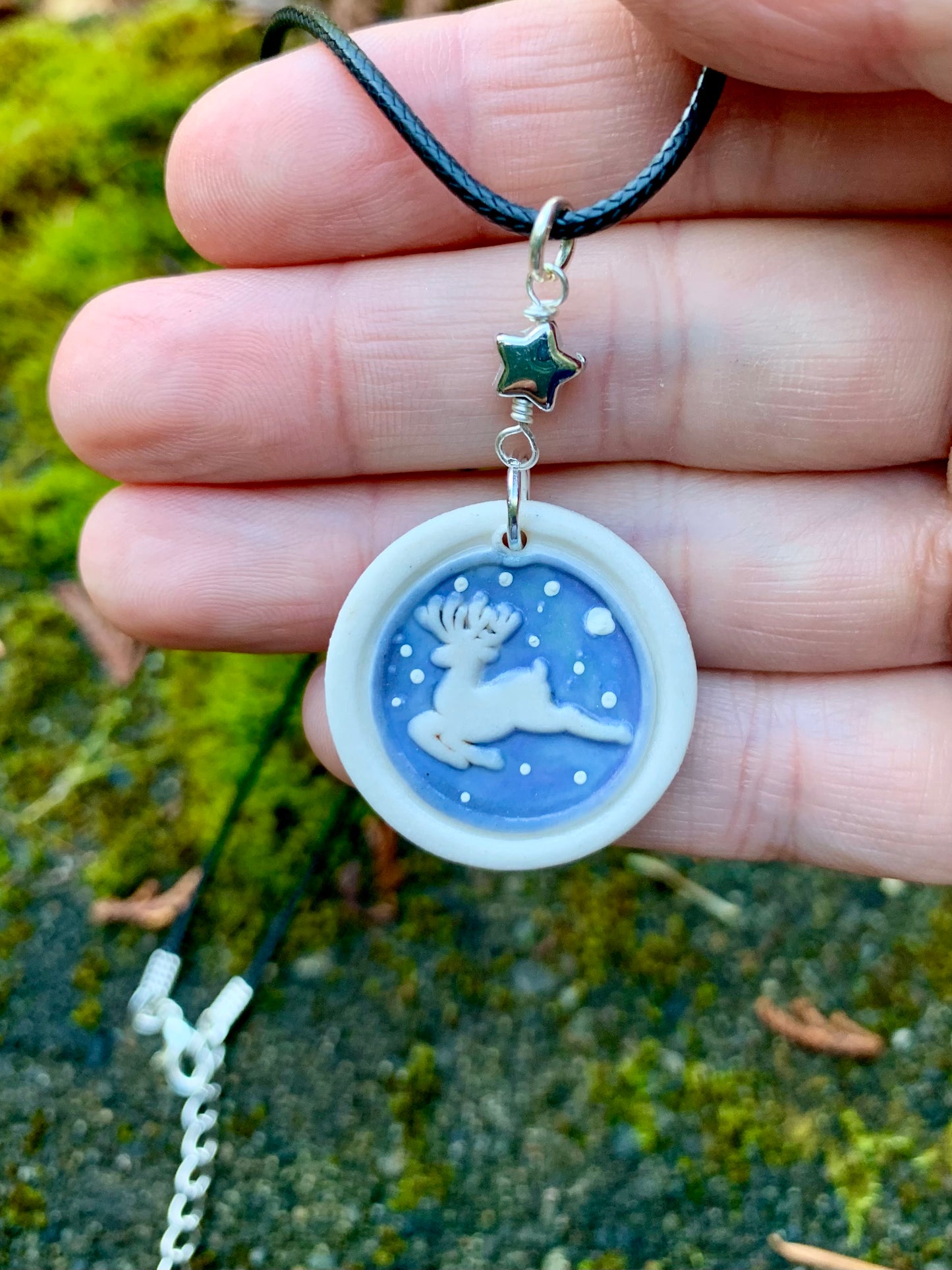 Hand-Painted Porcelain Necklaces with Charms Adjustable Length