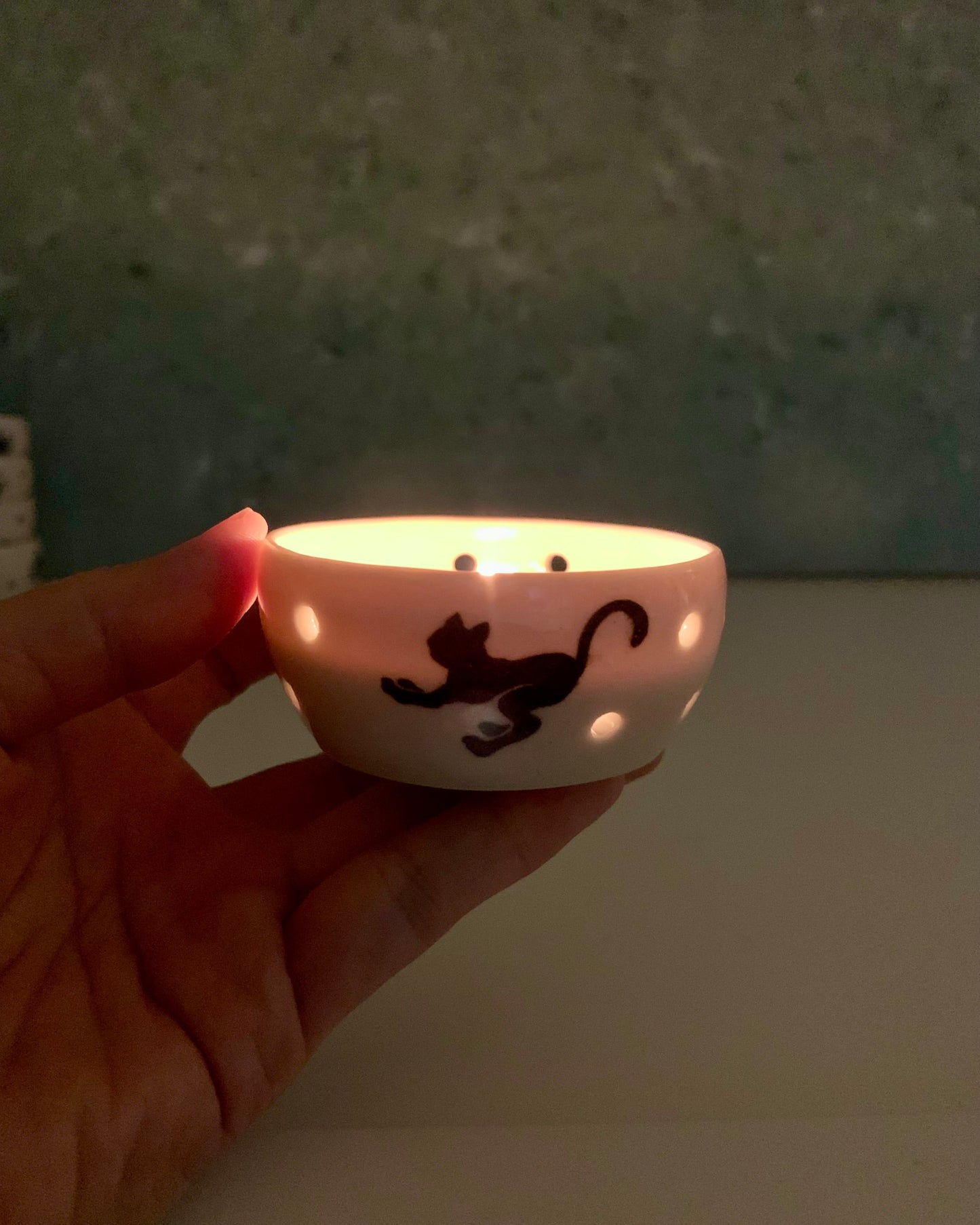 Handmade Halloween Tealight Candle Holders, Black Cats, Spiders, Owls, Witches hats