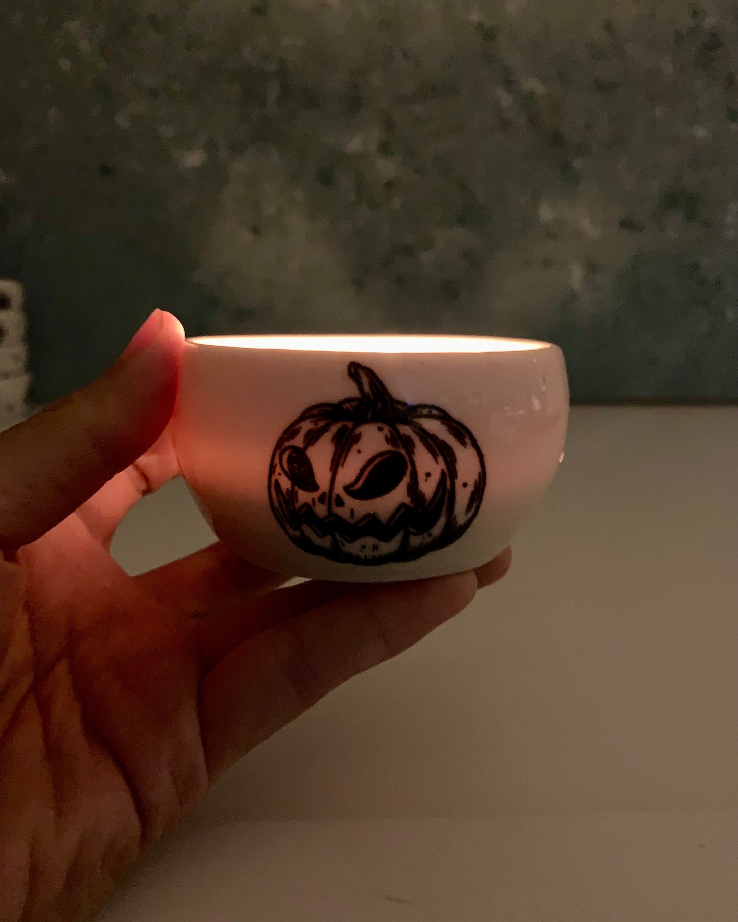 Handmade Halloween Jack O Lanterns Tealight Candle Holders