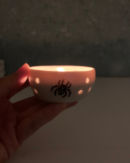 Handmade Halloween Tealight Candle Holders, Black Cats, Spiders, Owls, Witches hats