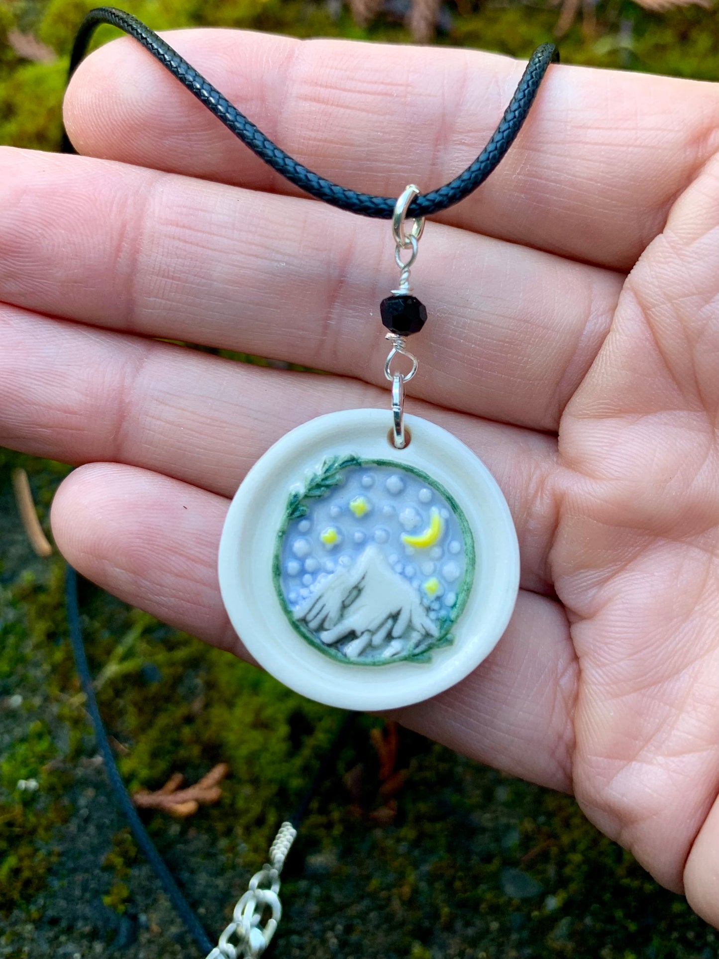 Hand-Painted Porcelain Necklaces with Charms Adjustable Length