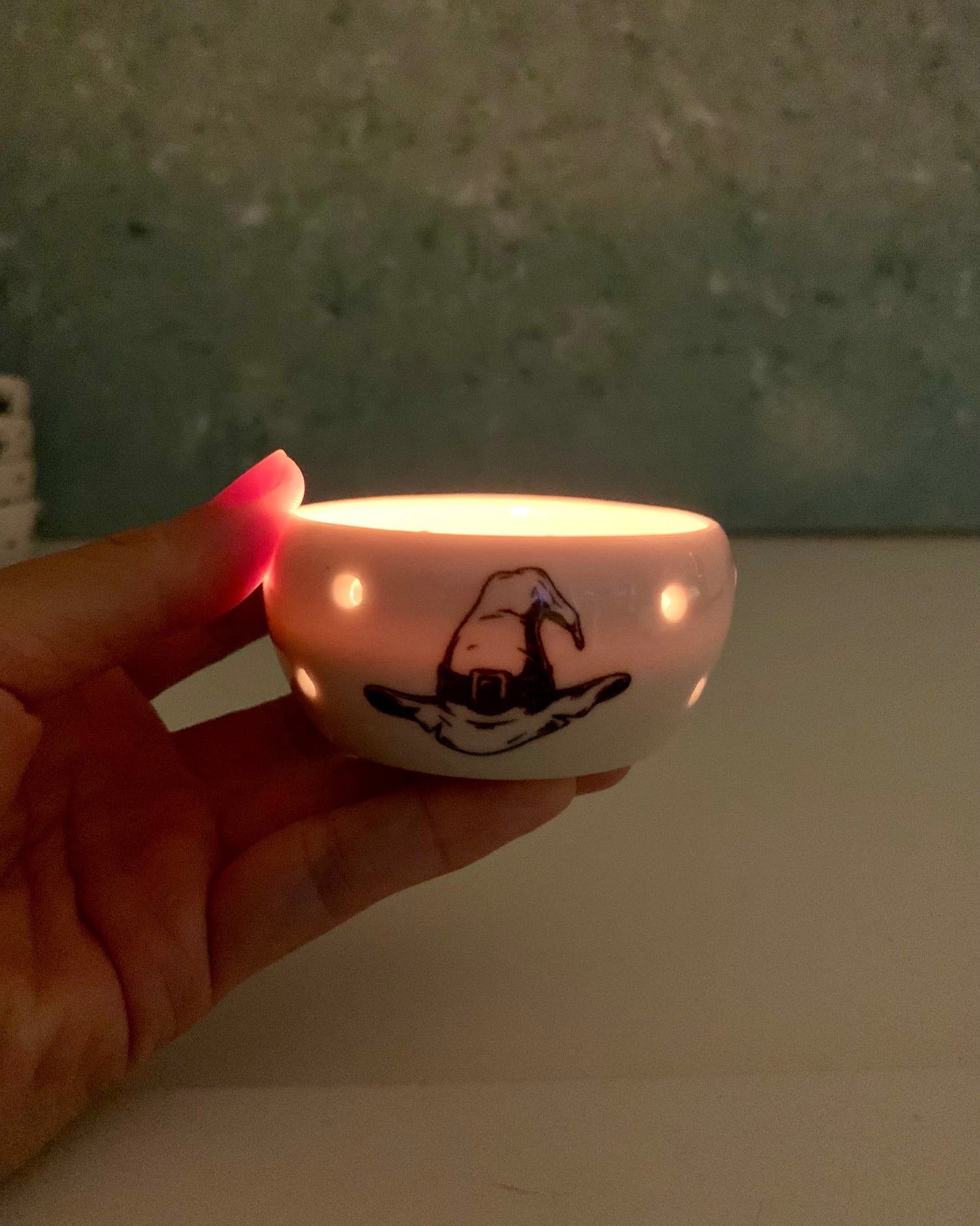 Handmade Halloween Tealight Candle Holders, Black Cats, Spiders, Owls, Witches hats