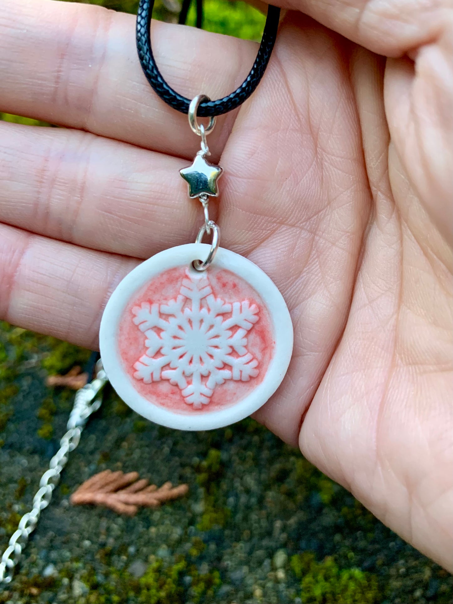 Hand-Painted Porcelain Necklaces with Charms Adjustable Length
