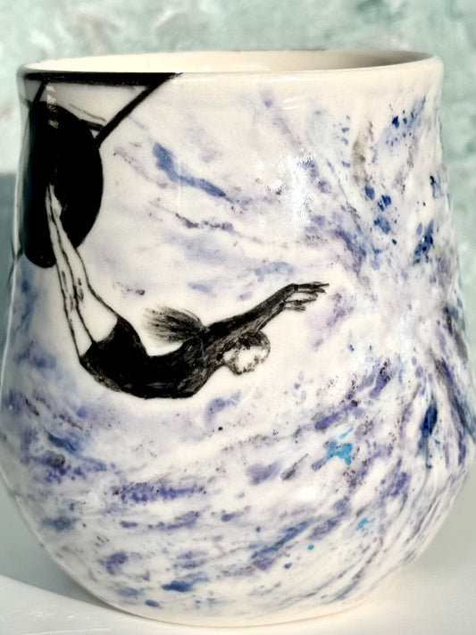 Leap of Faith Porcelain Mug, Handmade, Hand-painted Mug