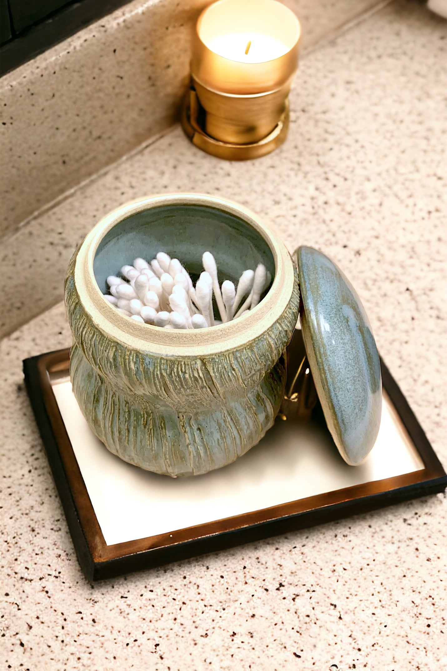 Multi-functional ceramic jar with carvings