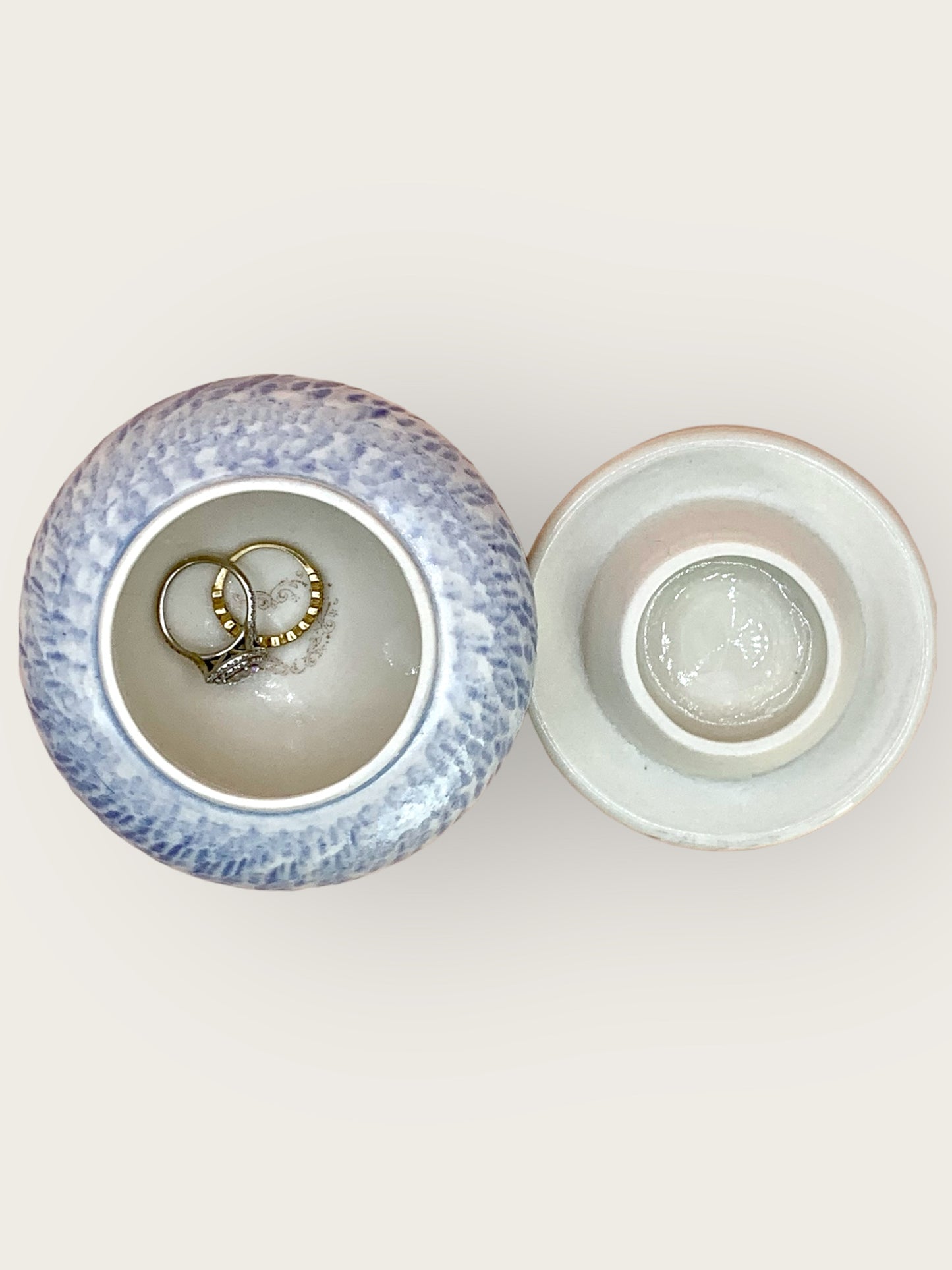 Hand painted porcelain with lid, jewelry jar, kitchen jar