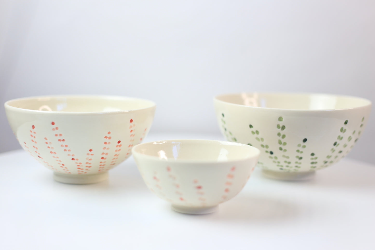Hand-carved and painted medium porcelain bowl
