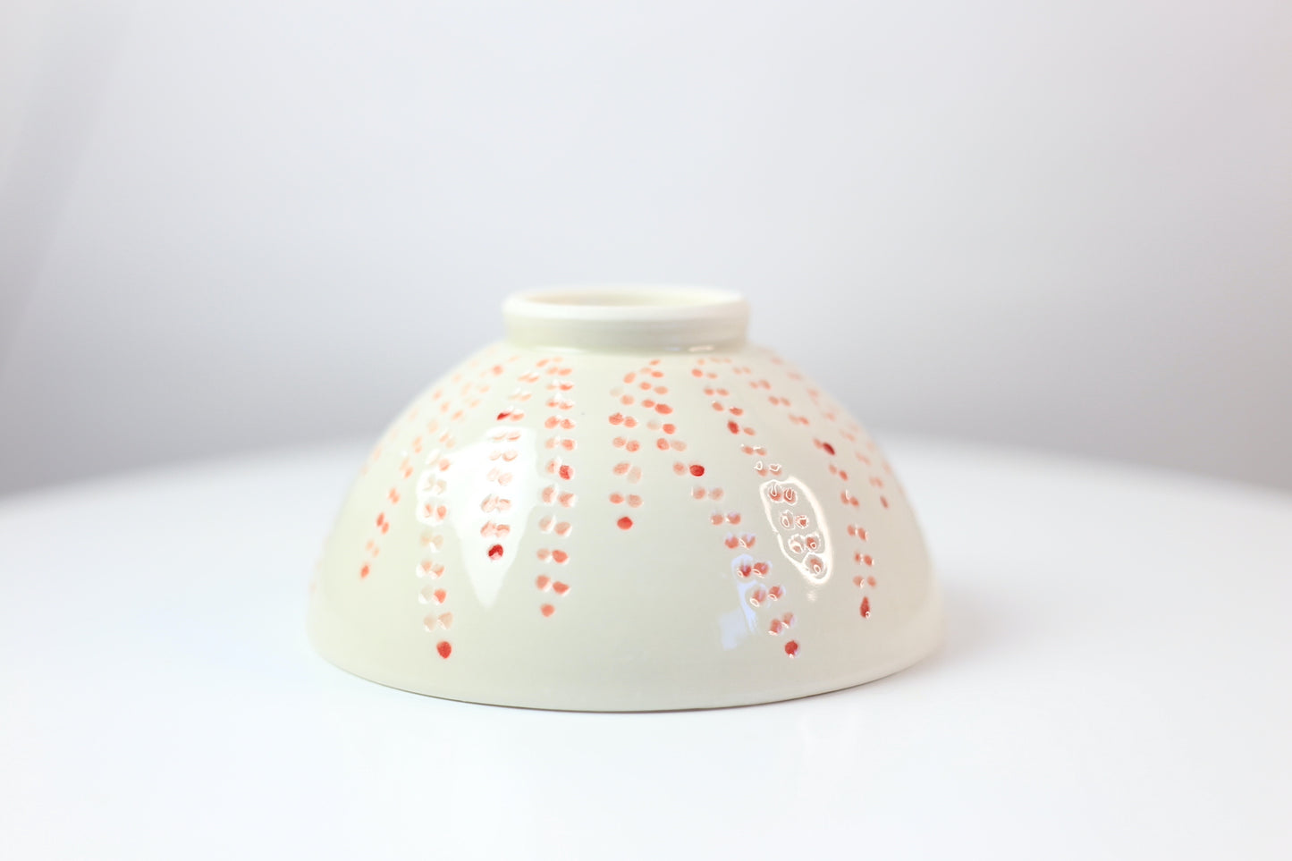 Hand-carved and painted medium porcelain bowl