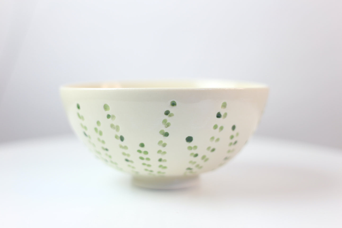 Large porcelain ramen bowl with floral carvings
