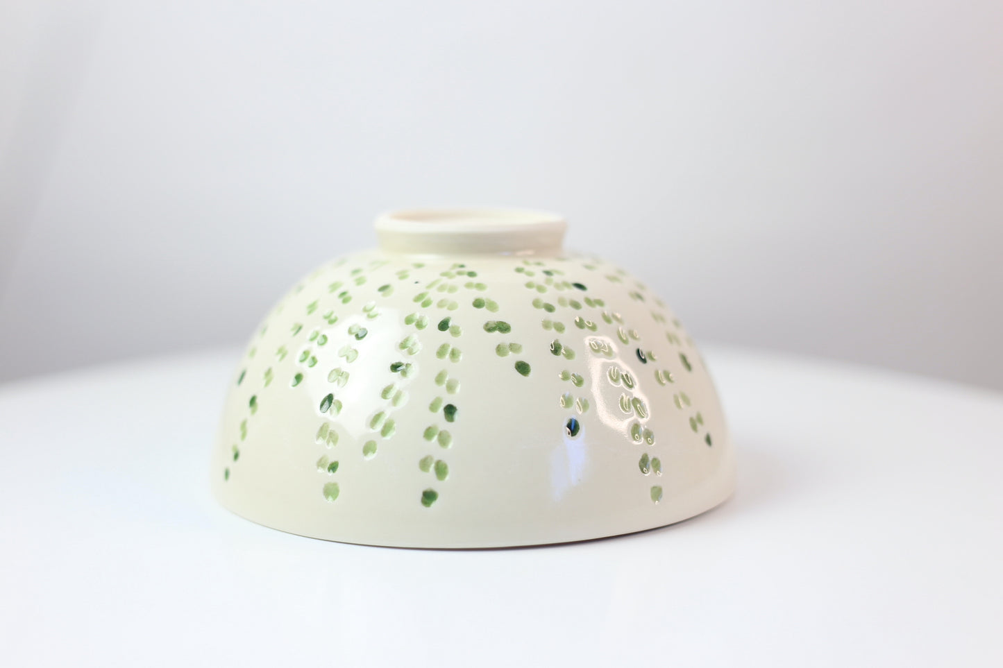 Large porcelain ramen bowl with floral carvings