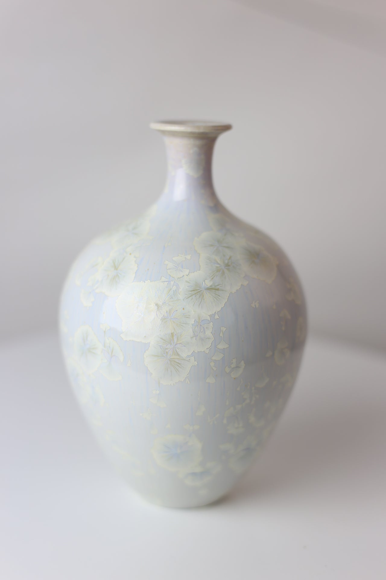 Lavender crystal long neck porcelain vase