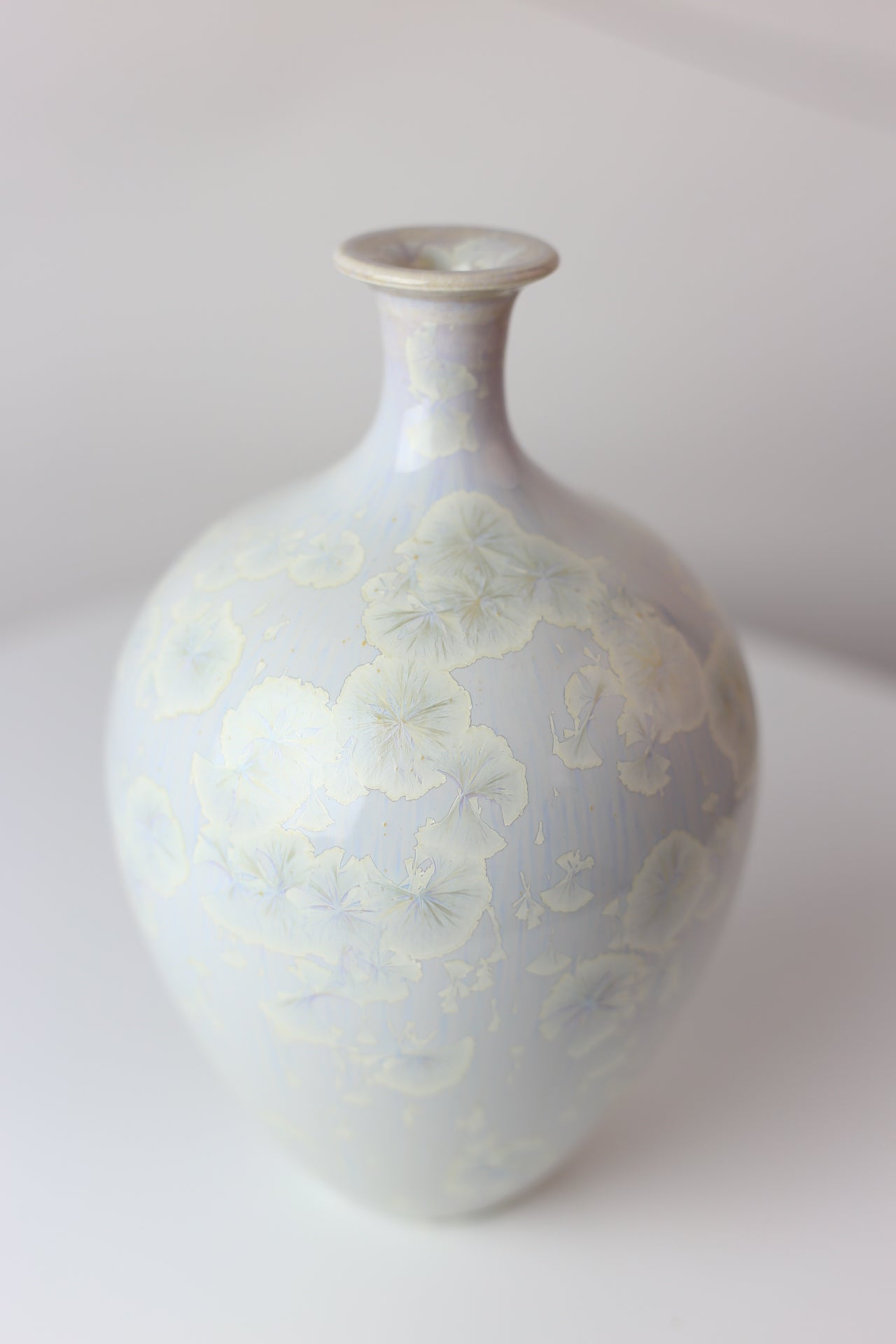 Lavender crystal long neck porcelain vase