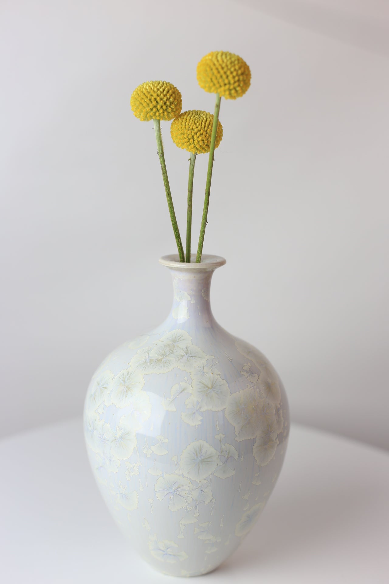 Lavender crystal long neck porcelain vase