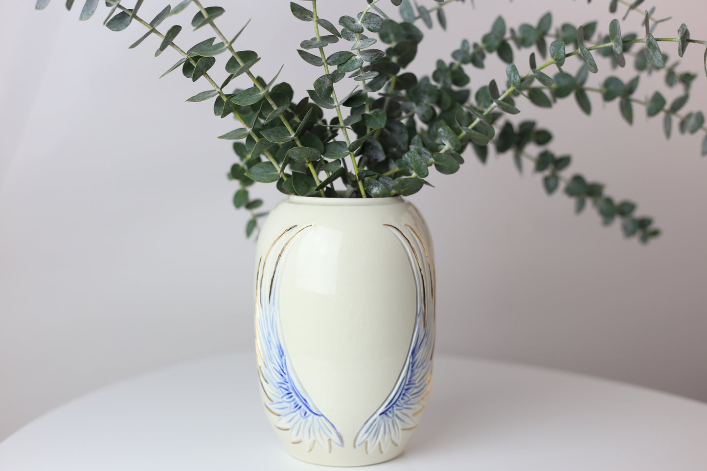 22 K gold Angel wing porcelain vase