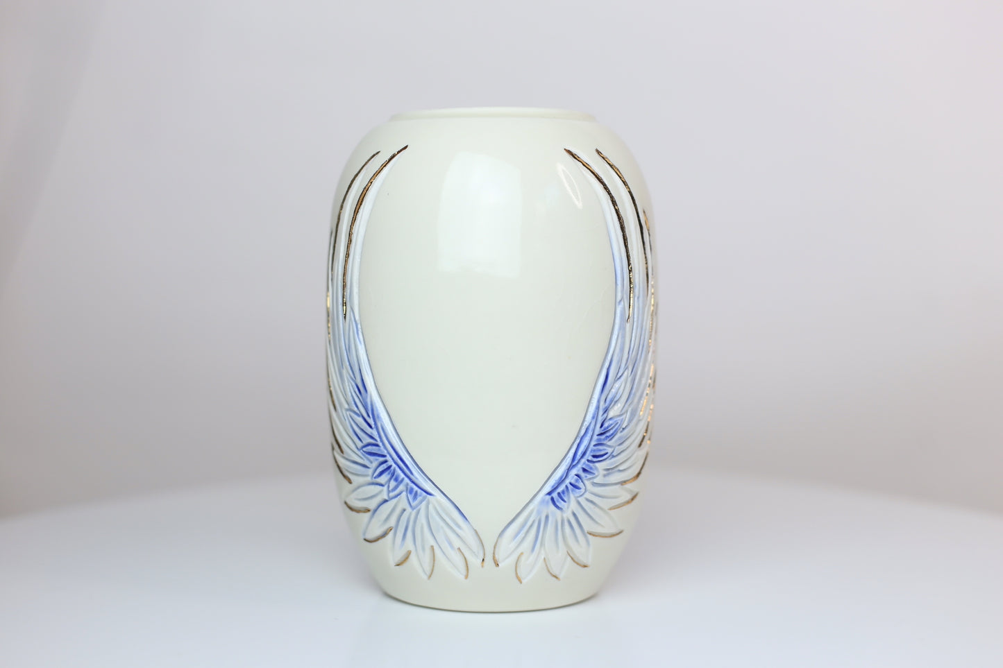 22 K gold Angel wing porcelain vase