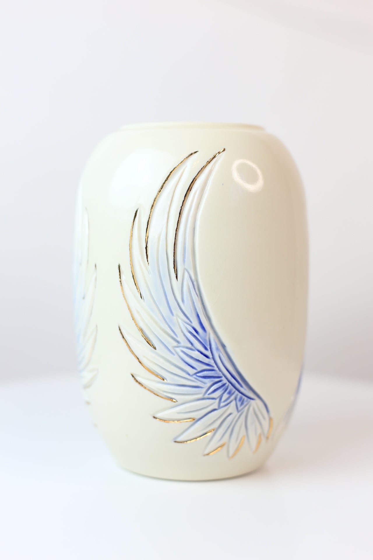 22 K gold Angel wing porcelain vase