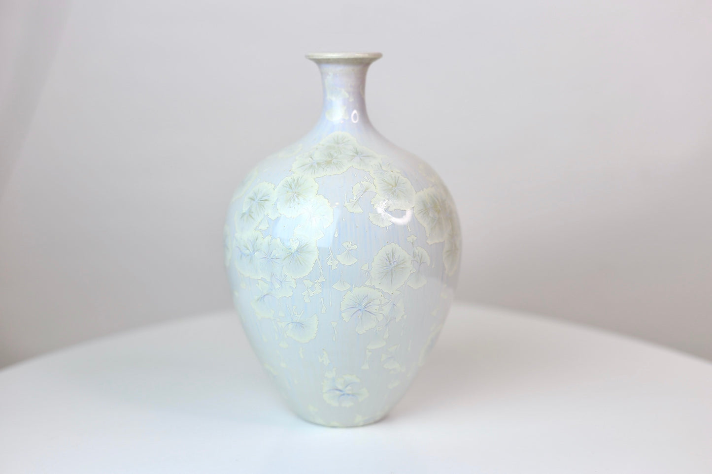Lavender crystal long neck porcelain vase