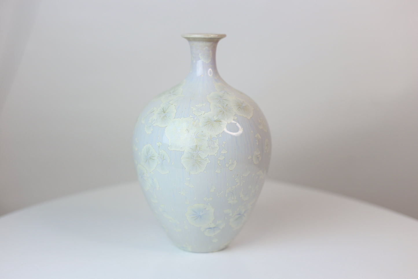 Lavender crystal long neck porcelain vase