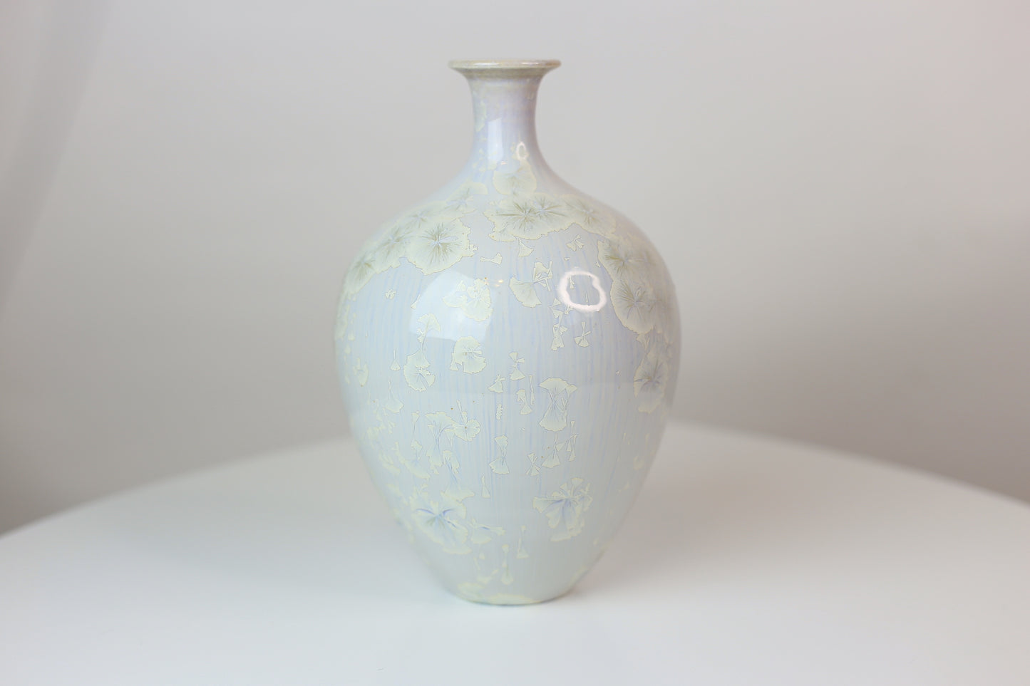 Lavender crystal long neck porcelain vase