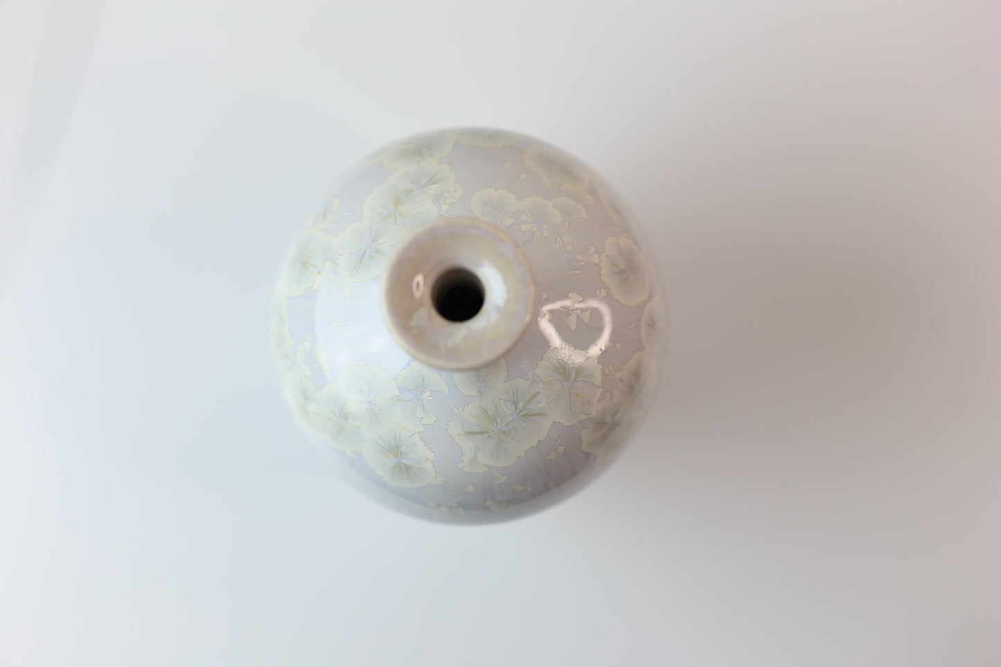 Lavender crystal long neck porcelain vase