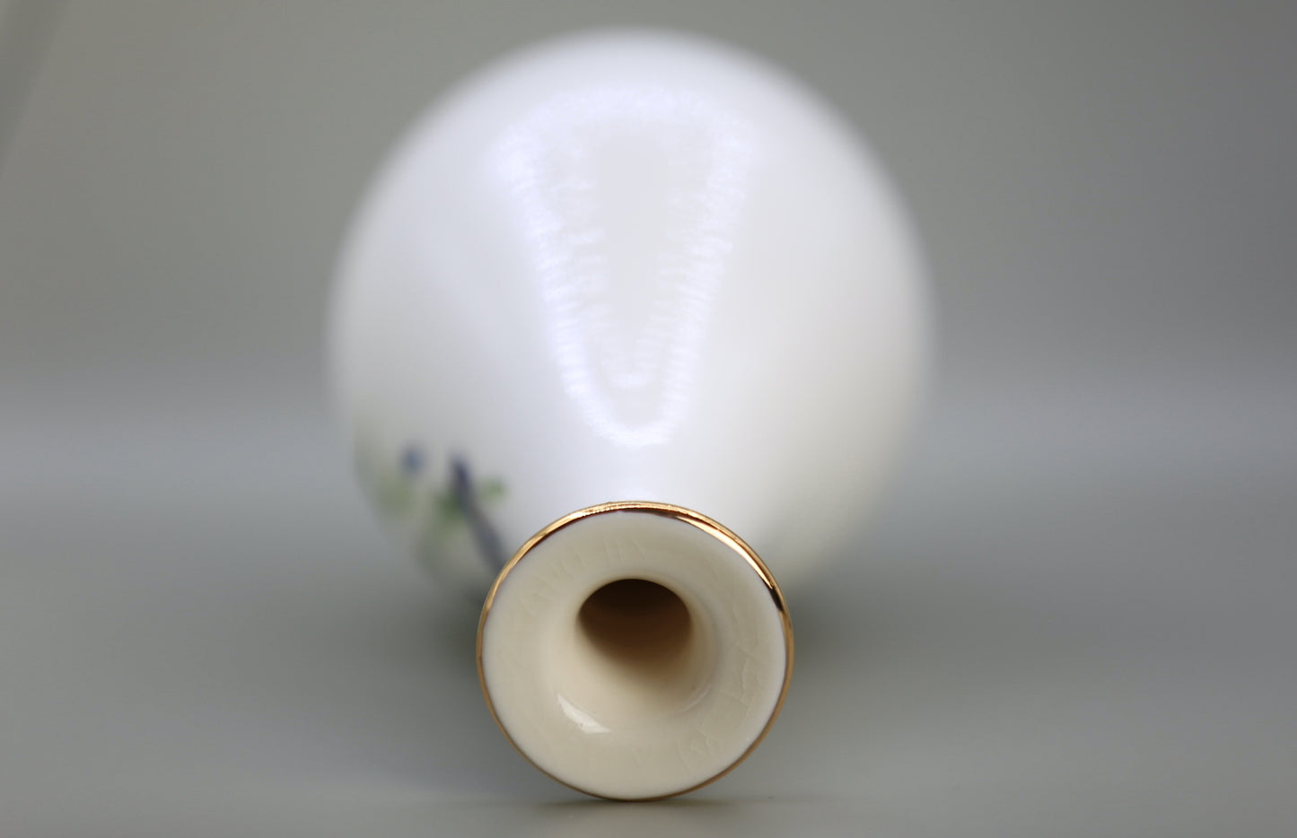 Handmade porcelain vase with Iris and gold