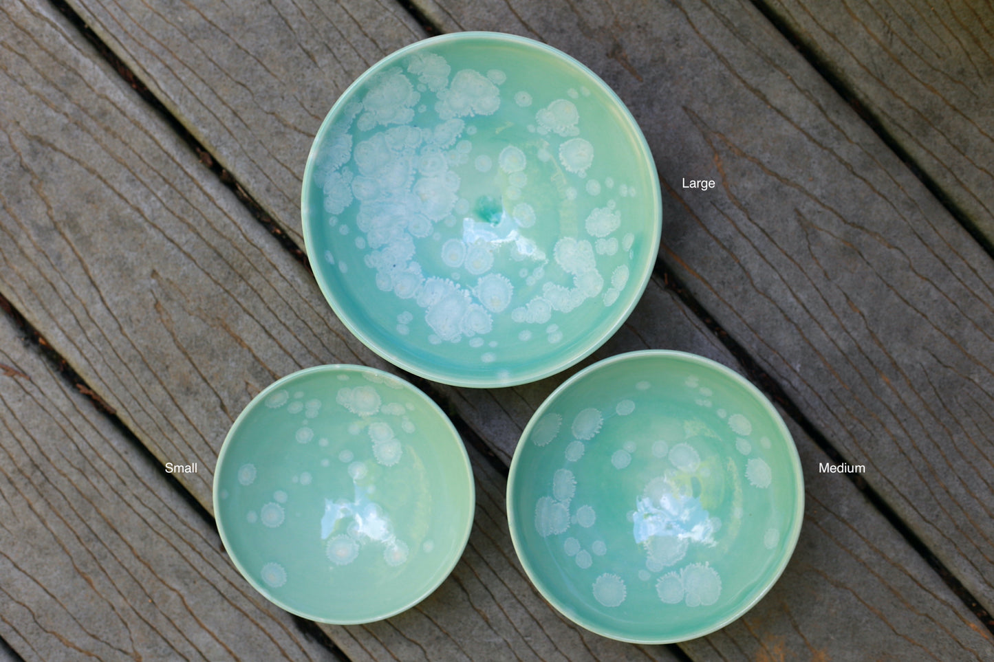 Porcelain bowl with turquoise and white crystal, handmade bowl