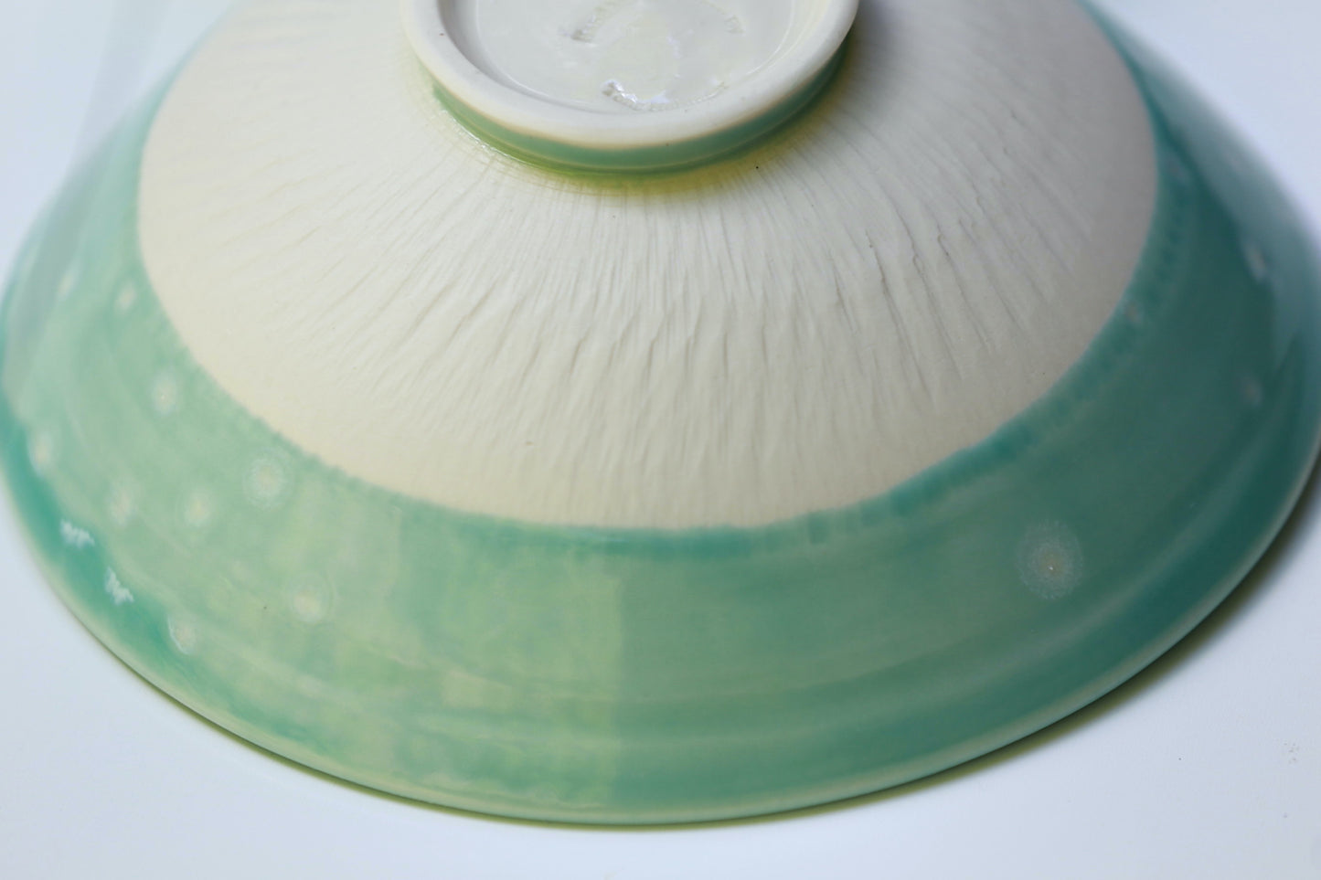 Porcelain bowl with turquoise and white crystal, handmade bowl