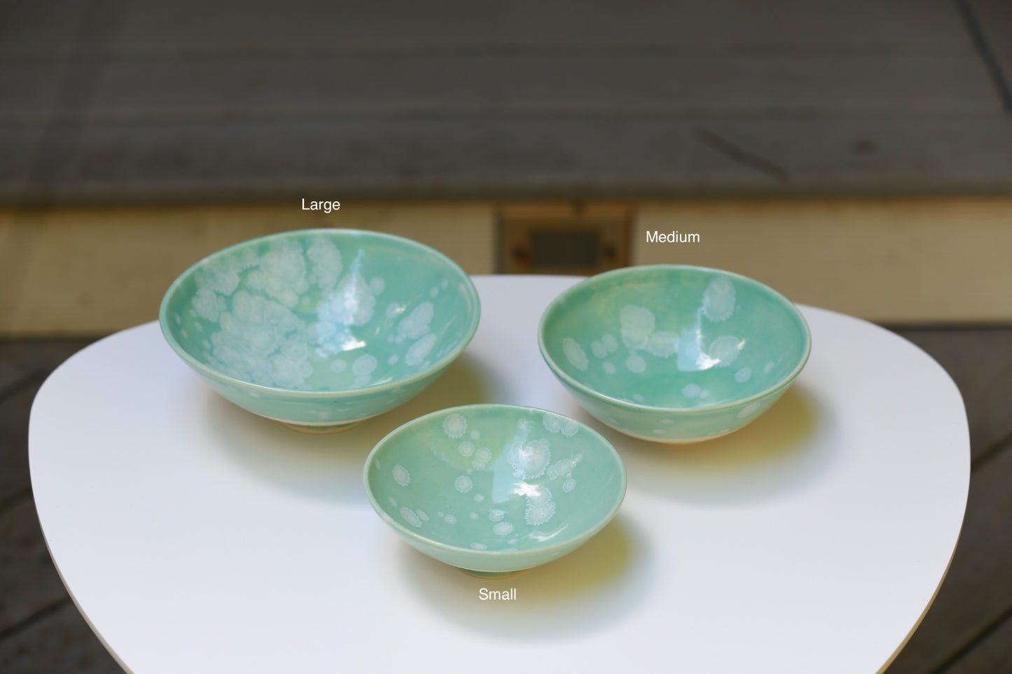 Porcelain bowl with turquoise and white crystal, handmade bowl