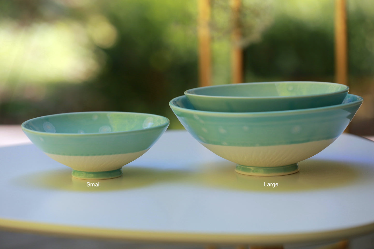 Porcelain bowl with turquoise and white crystal, handmade bowl