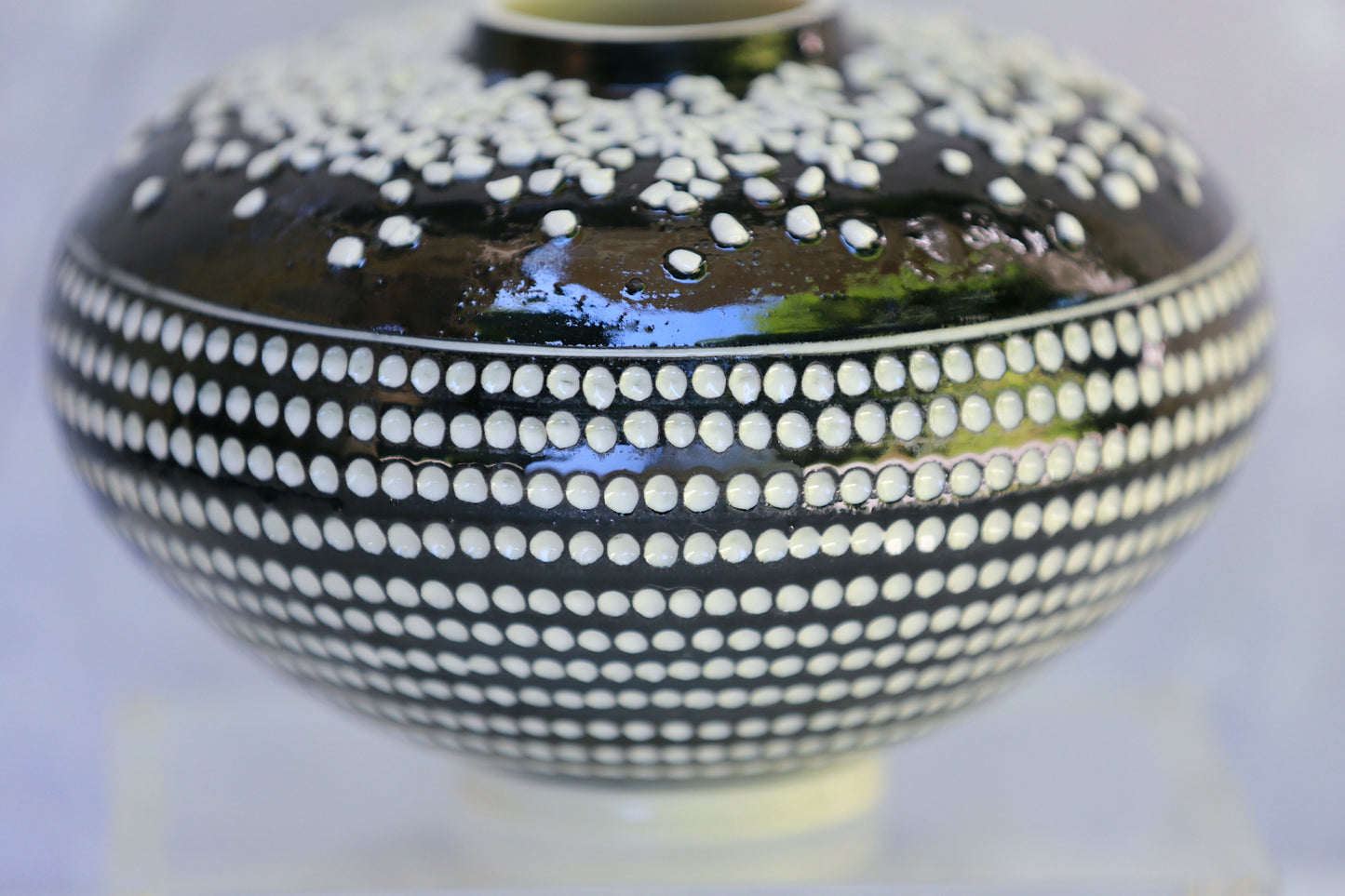 Perspective Vase - Round Porcelain Vase with carvings and texture in Black and White