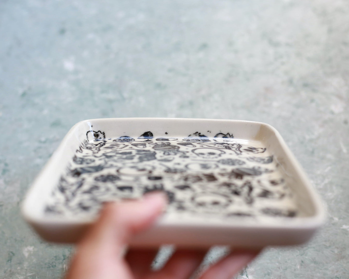 Handmade Halloween Sugar Skull Porcelain Tray