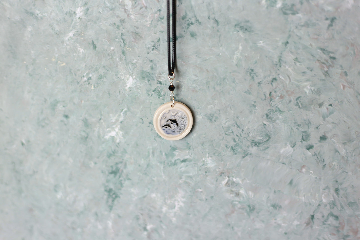 Hand-Painted Porcelain Necklaces with Charms Adjustable Length