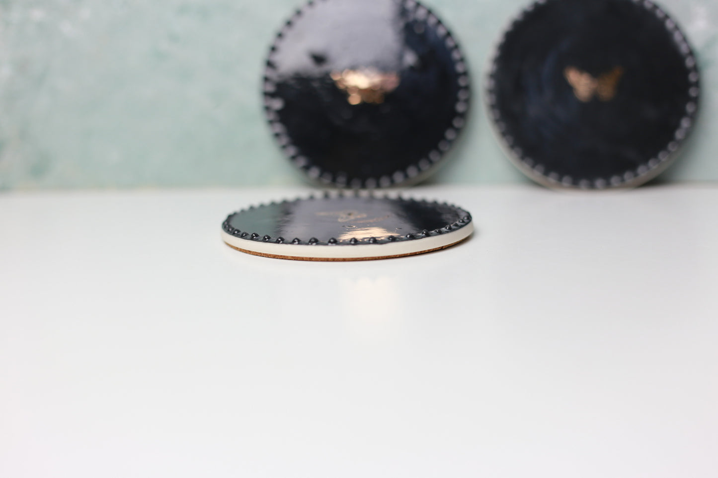 Handmade Butterfly Porcelain Coaster Set