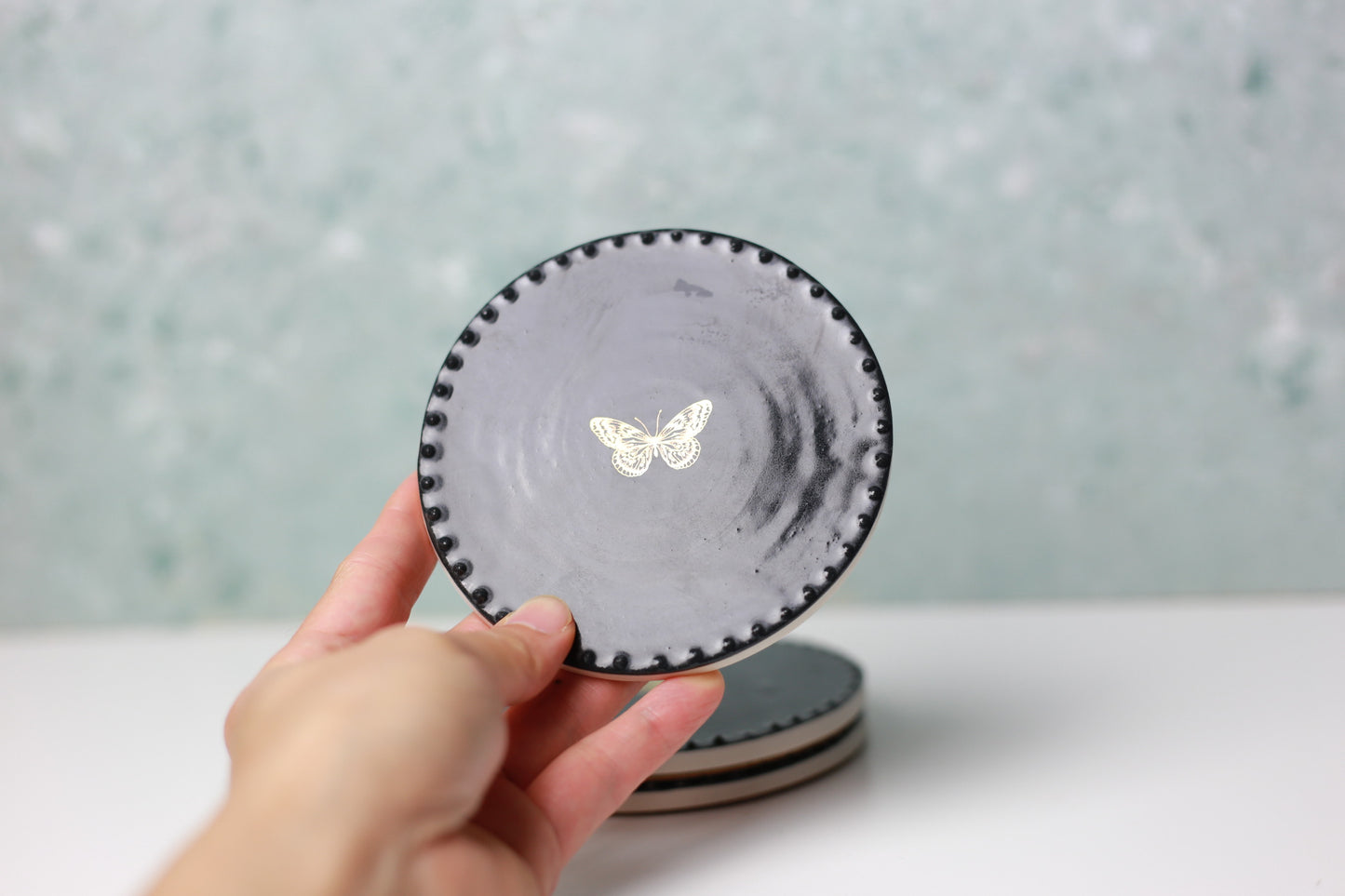 Handmade Butterfly Porcelain Coaster Set