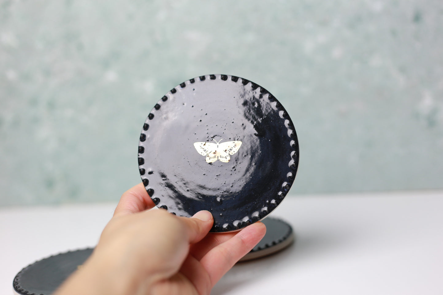 Handmade Butterfly Porcelain Coaster Set