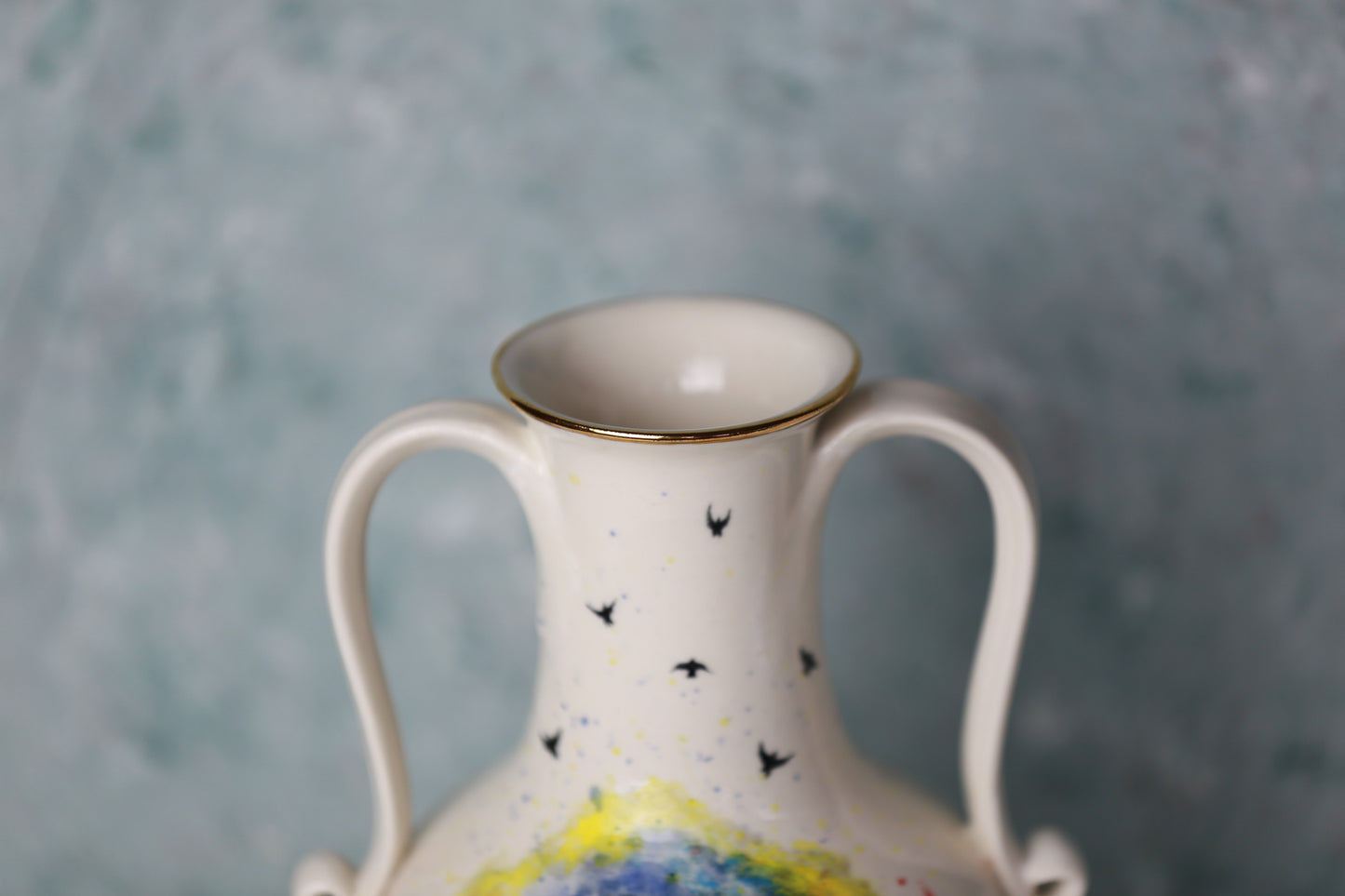 Tree of Life Porcelain Vase with 22 k gold, handmade vase, handpainted vase, vase with handles
