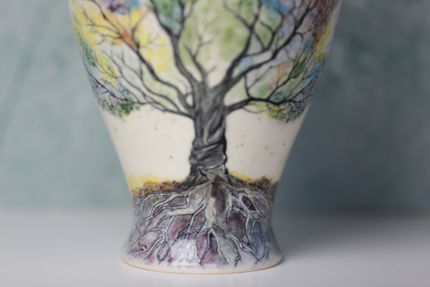 Tree of Life Porcelain Vase with 22 k gold, handmade vase, handpainted vase, vase with handles