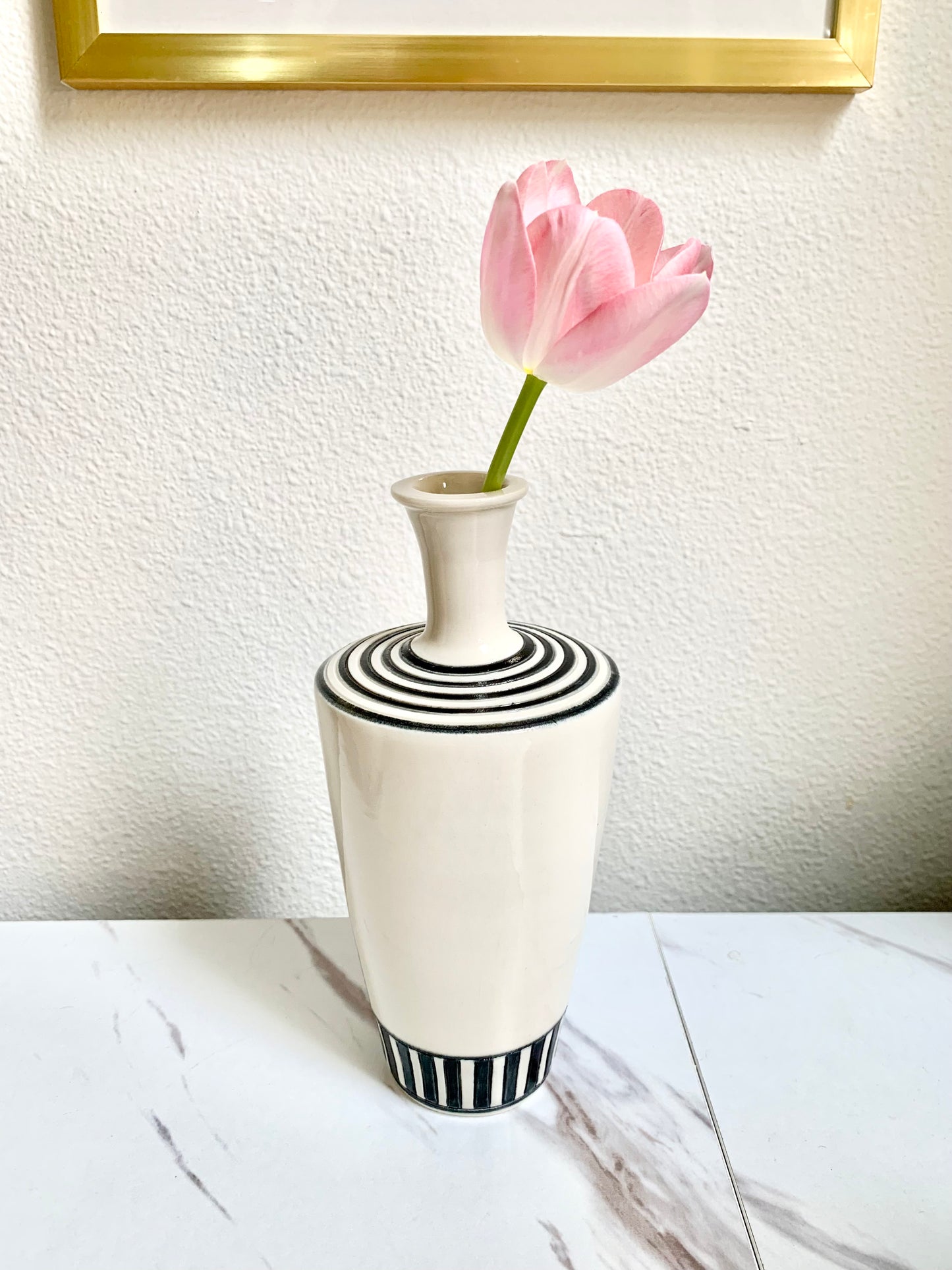 Black and White Porcelain Bud Vase, handmade vase