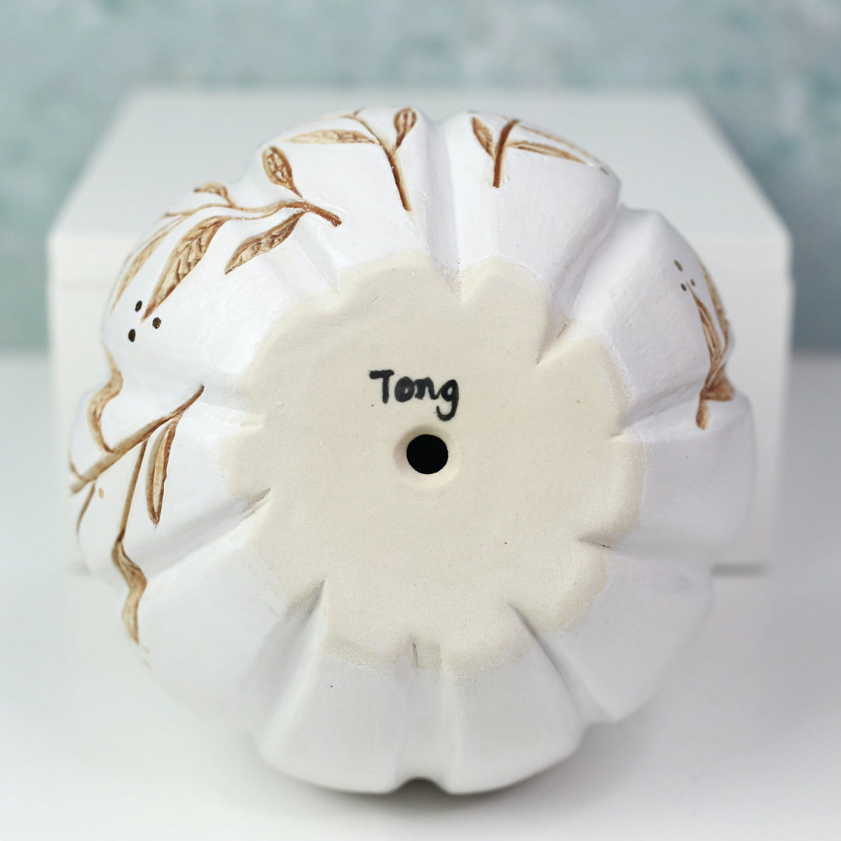 Handmade Porcelain Pumpkins | Carved Botanical Fall Decor