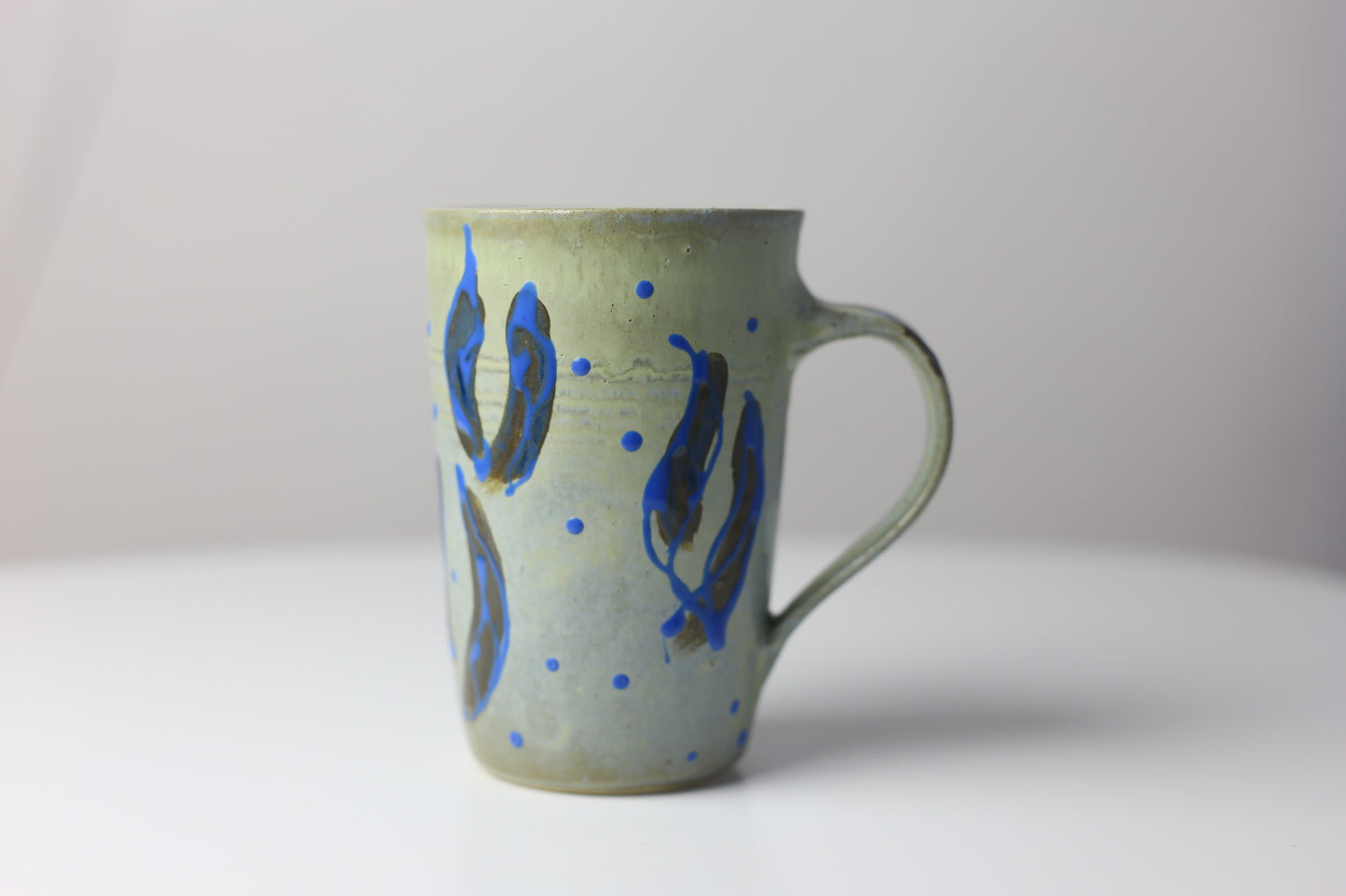 12 oz stoneware mug with abstract bean-pod design #32