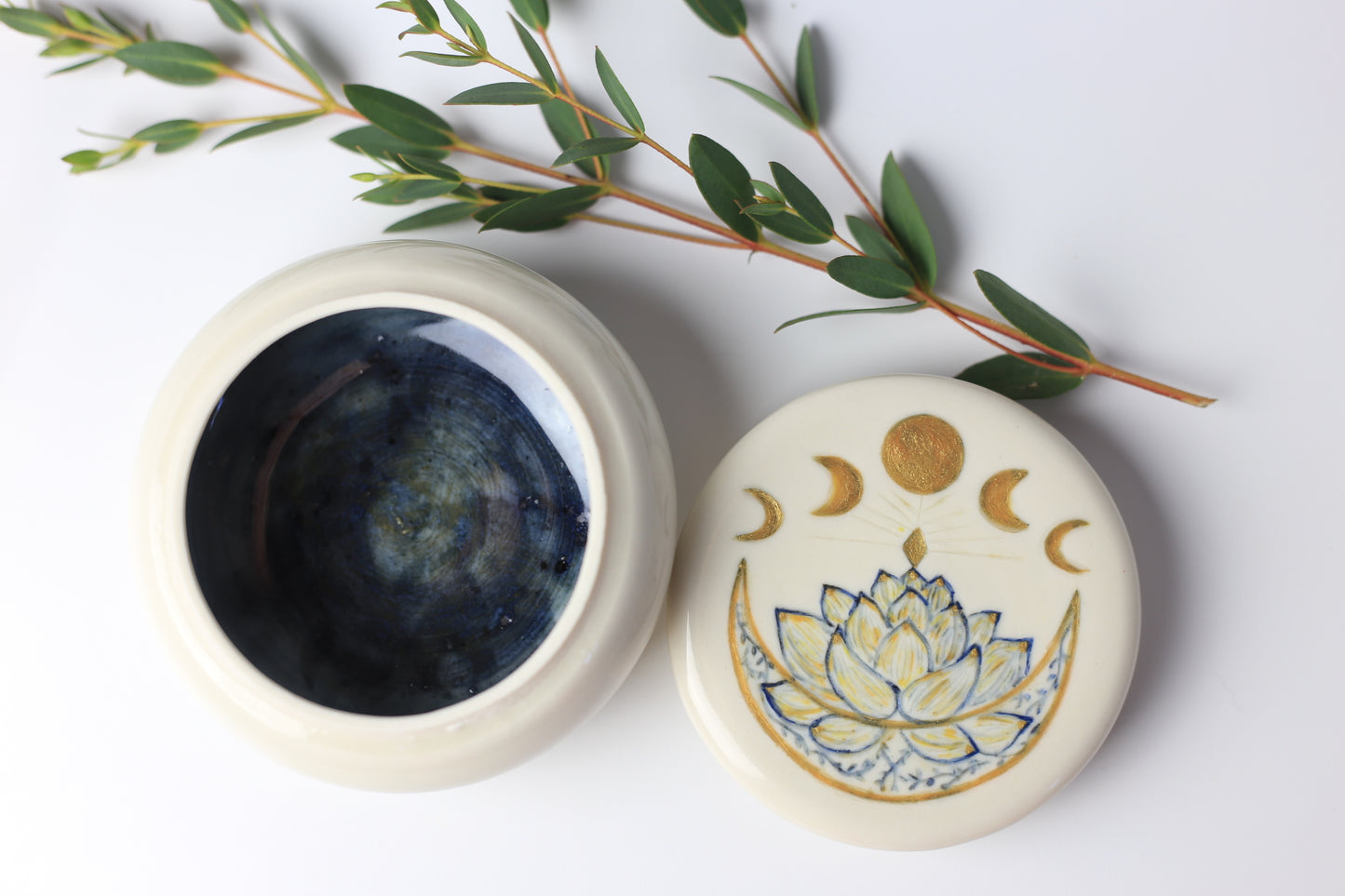 Locus and moon porcelain Jewelry jar #69