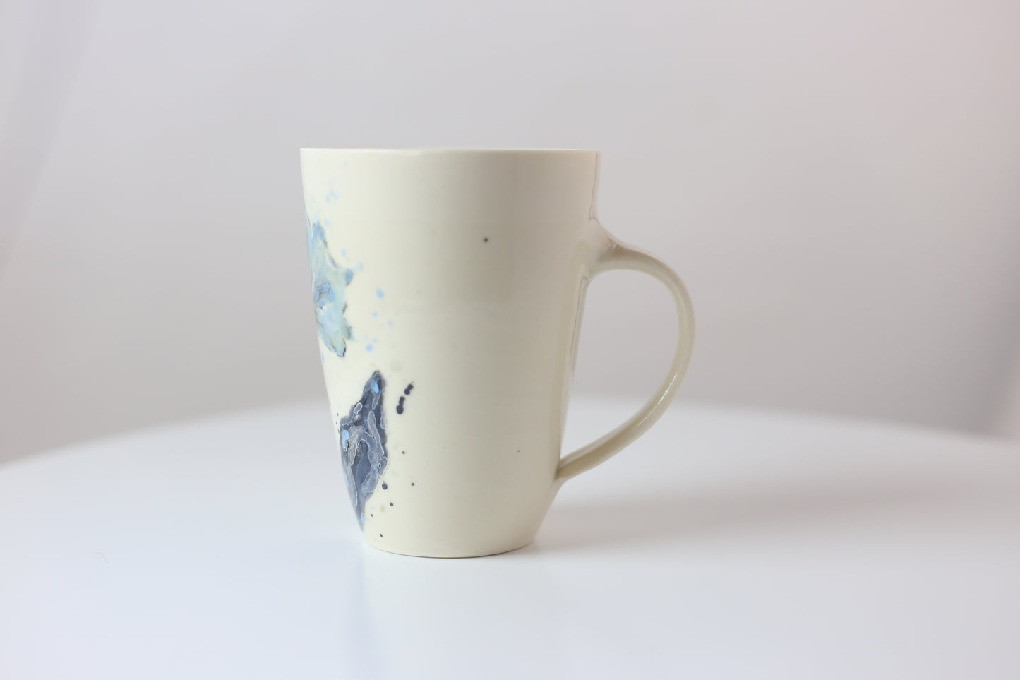 16 oz large porcelain mug with blue floral design #24