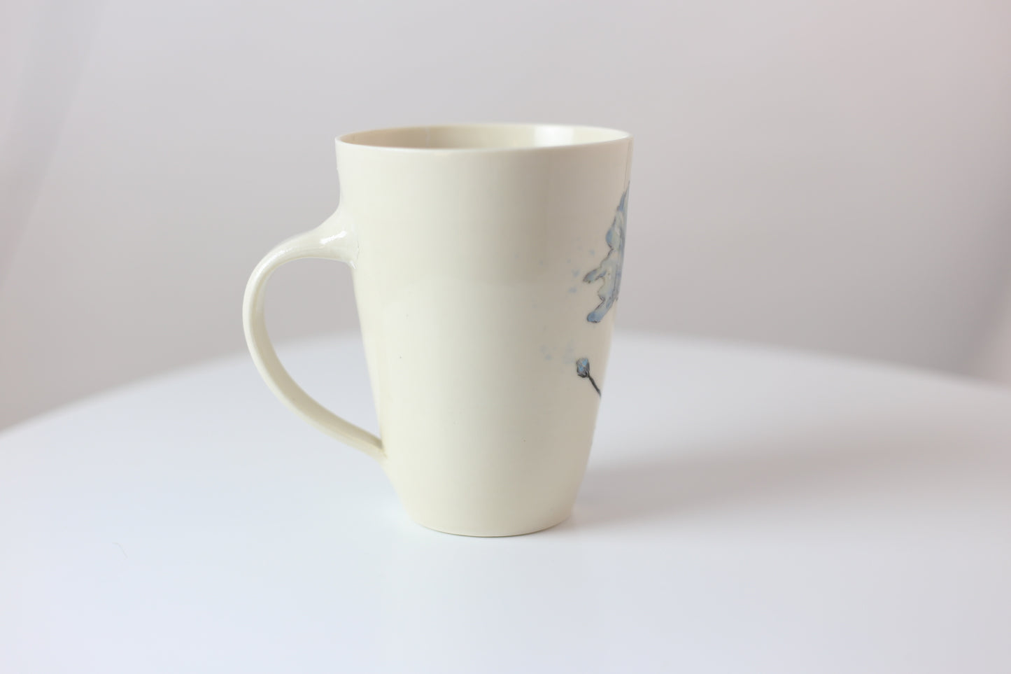 16 oz large porcelain mug with blue floral design #24