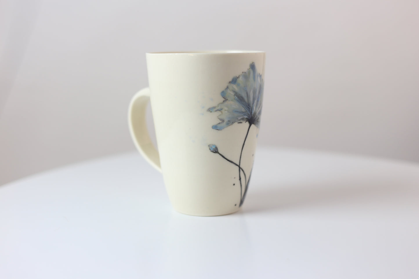 16 oz large porcelain mug with blue floral design #24