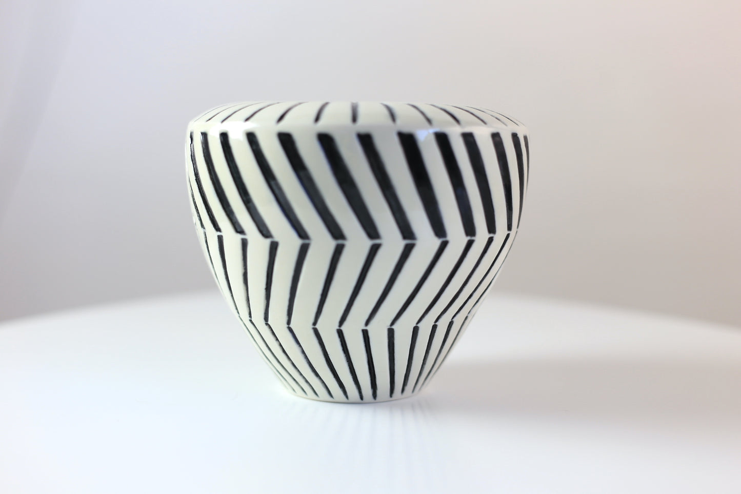 Black and white geometric porcelain vase