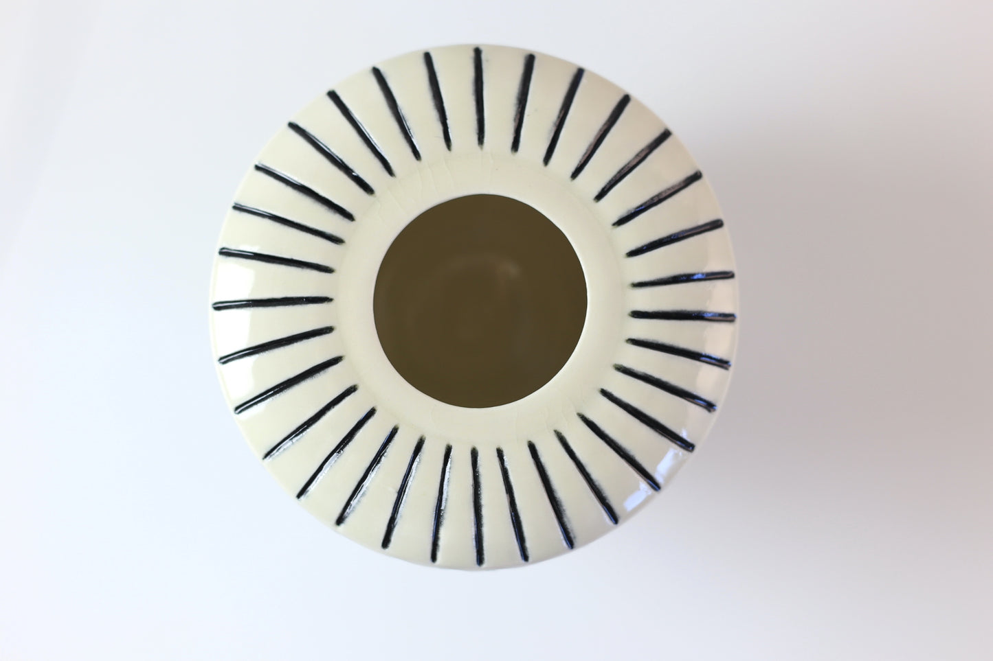 Black and white geometric porcelain vase