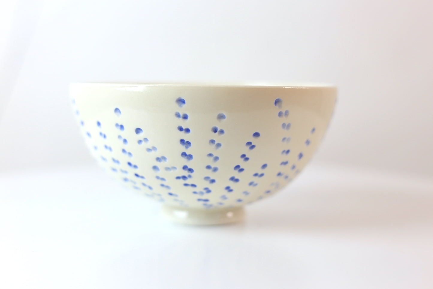 Large porcelain ramen bowl with floral carvings