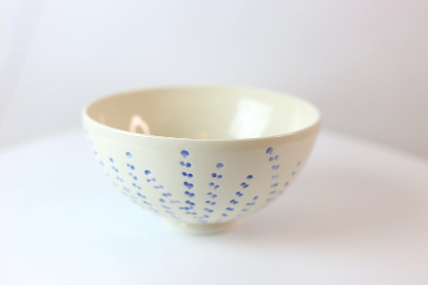 Large porcelain ramen bowl with floral carvings
